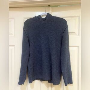 Phil Petter knitted Men 100% Wool Blue Hoodie  pullover Sweater Size‎ Medium